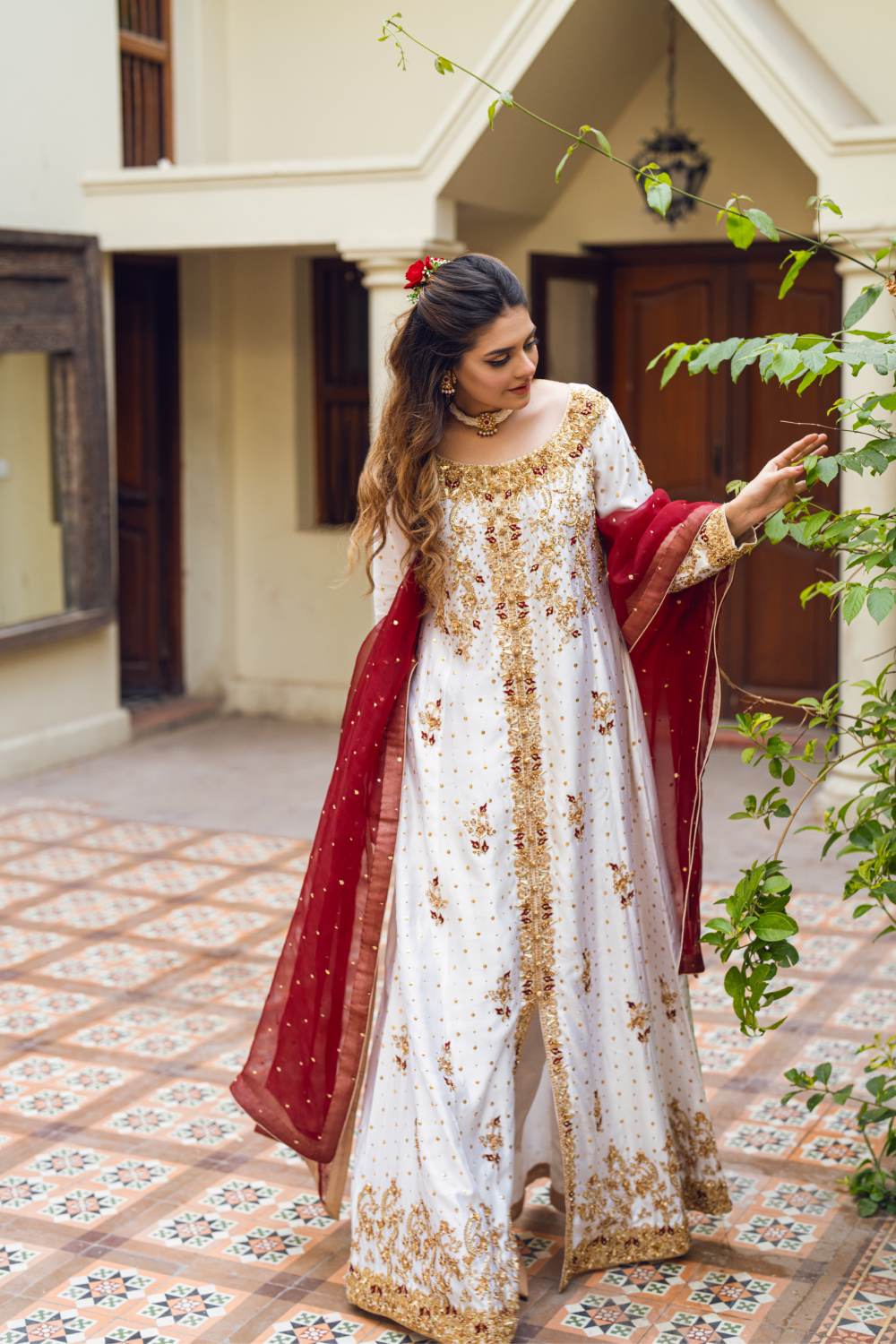 White Gold Pakistani Gown