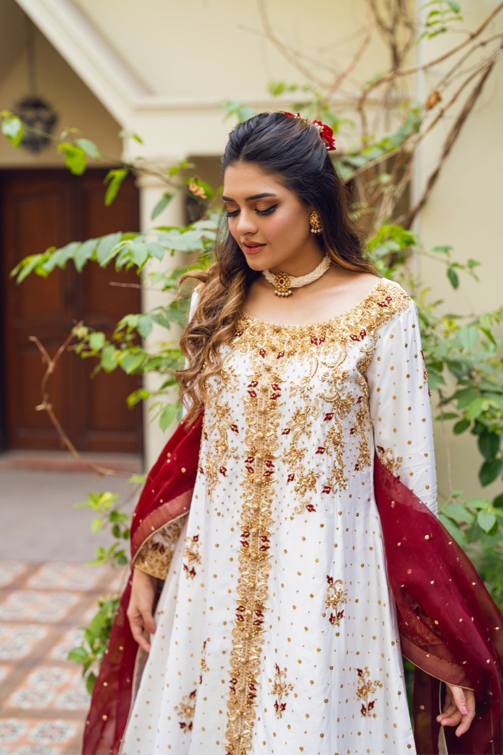 White Gold Pakistani Gown