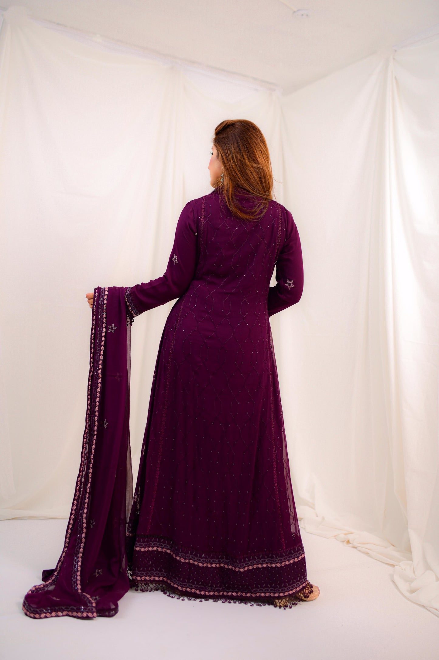 Regal Starlit Purple Maxi Dress