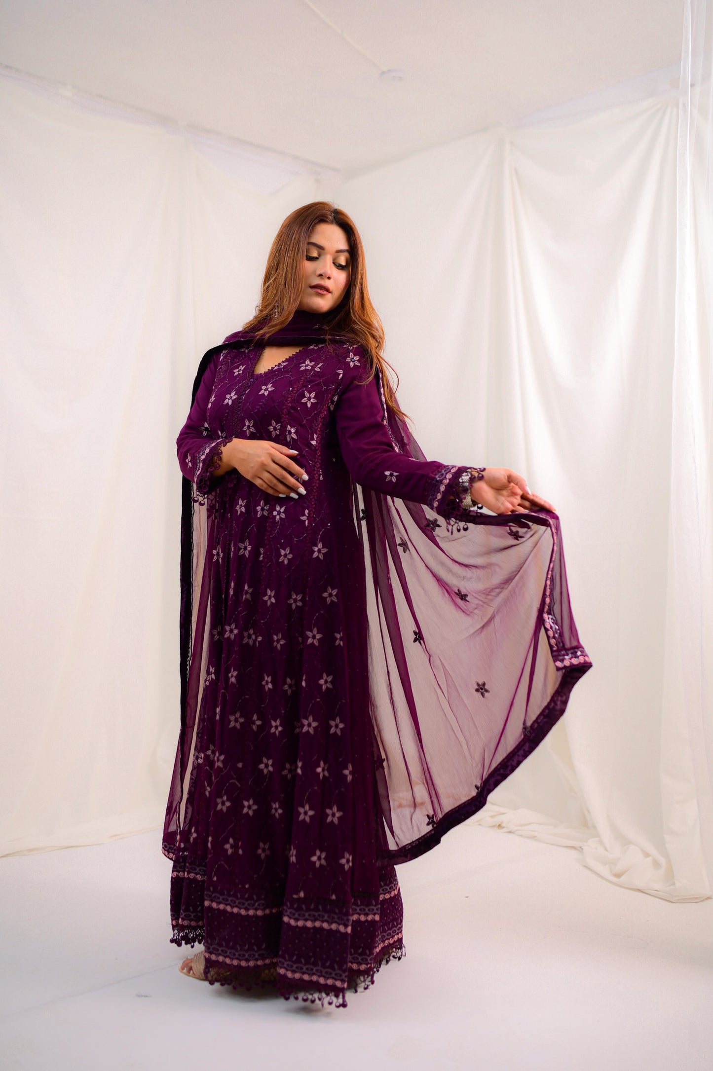 Regal Starlit Purple Maxi Dress